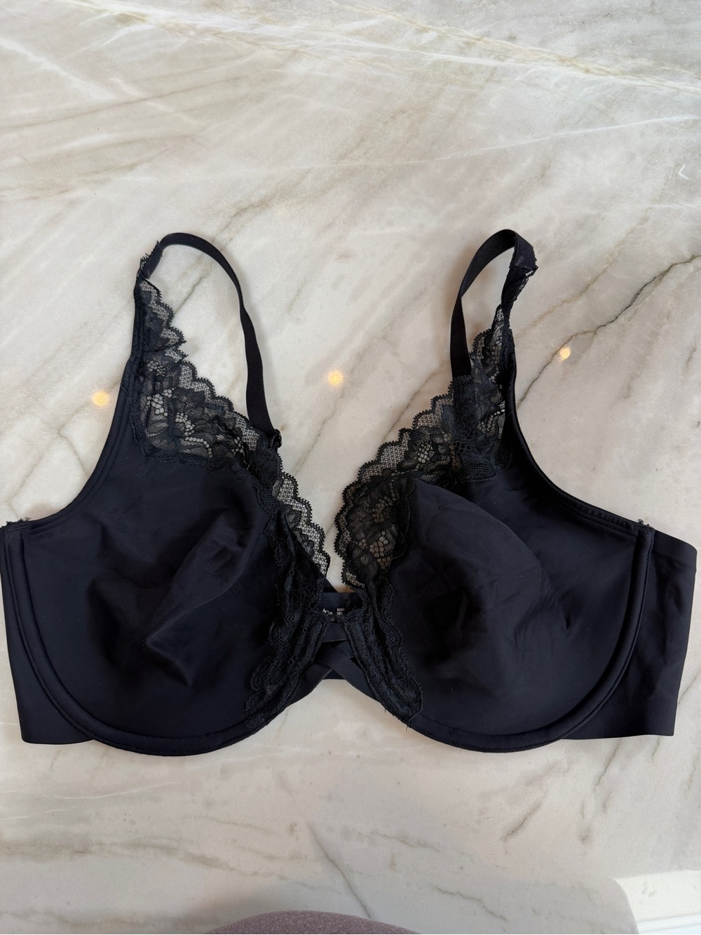 Soma Essentials Unlined Lace Trim Plunge Bra Black 38DD